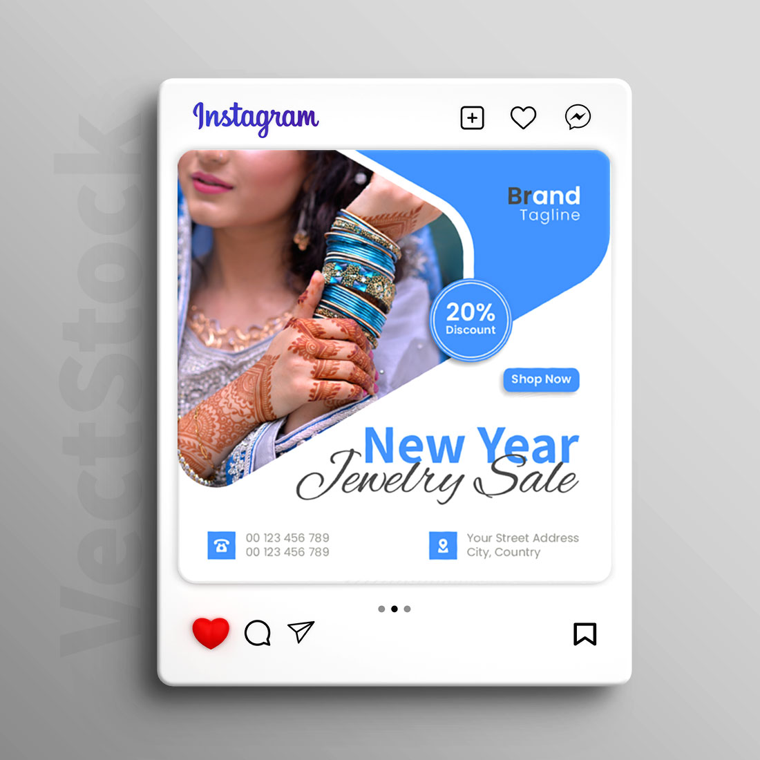 Jewelry sale store promo social media instagram post banner template preview image.