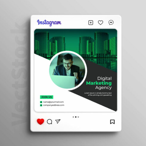 Marketing social media Instagram post and banner template design cover image.