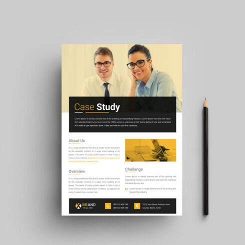 Business case study flyer design template cover image.