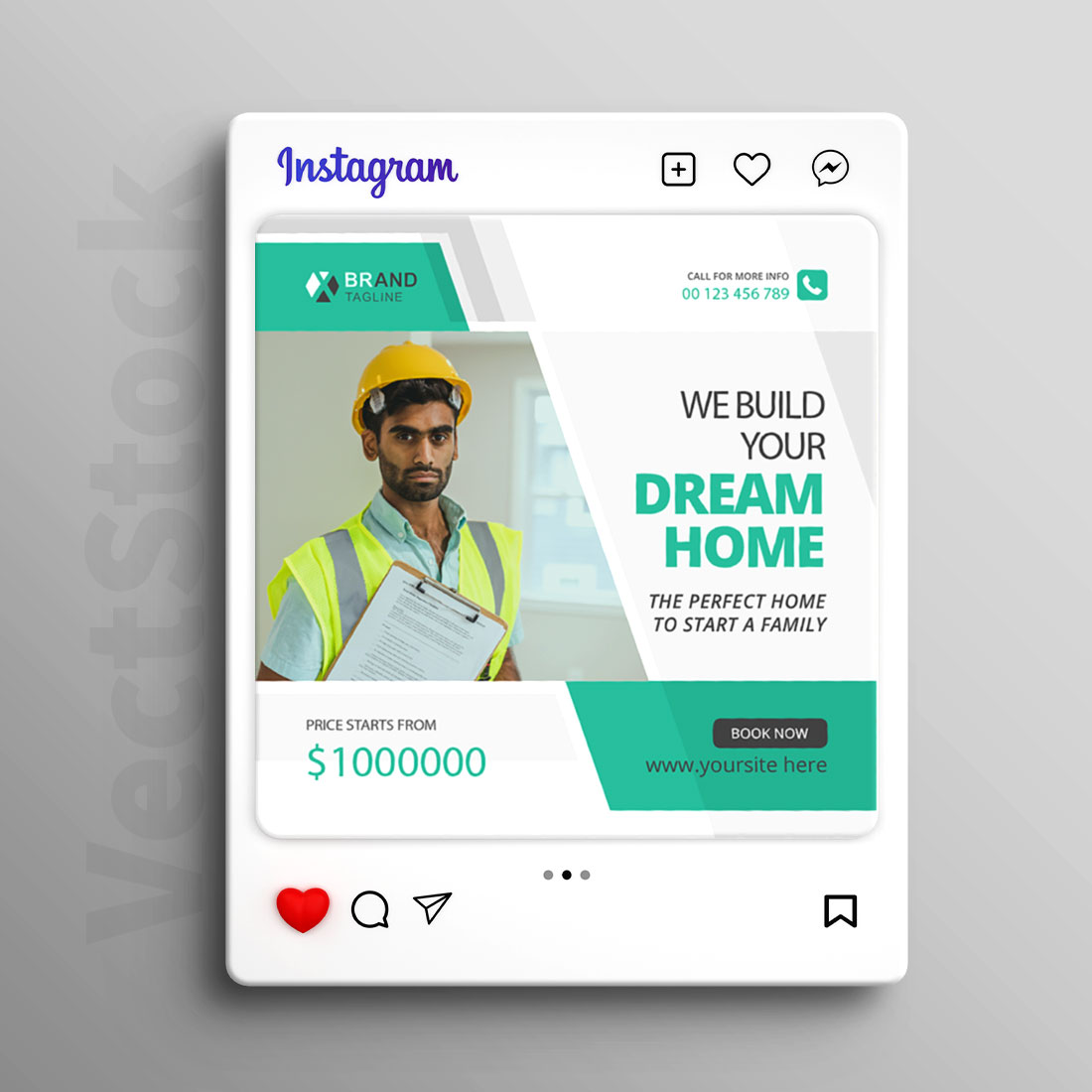 Construction social media Instagram post and banner template design cover image.