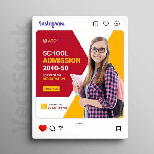 Back to school social media post template cover image.