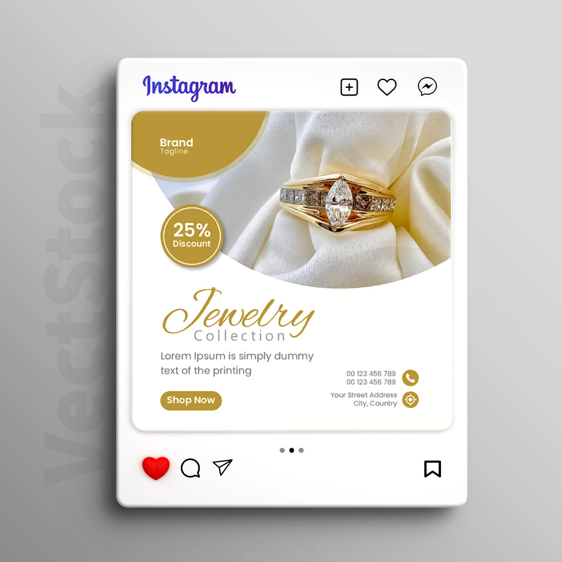 Luxury jewelry sale social media template design preview image.