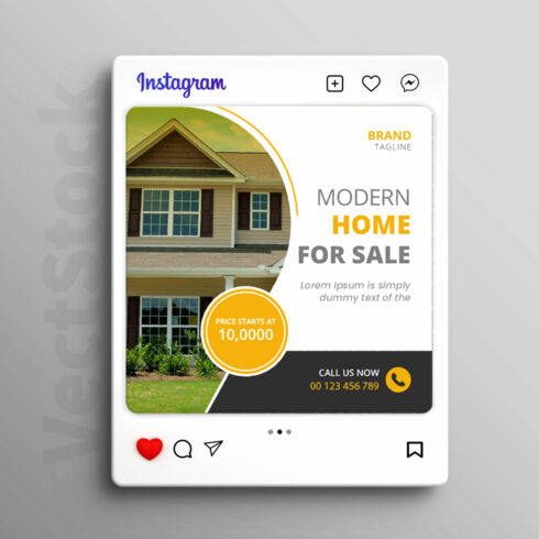 Real estate home sale social media instagram post template cover image.