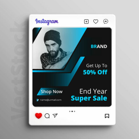 End year sale social media Instagram post and banner template design cover image.