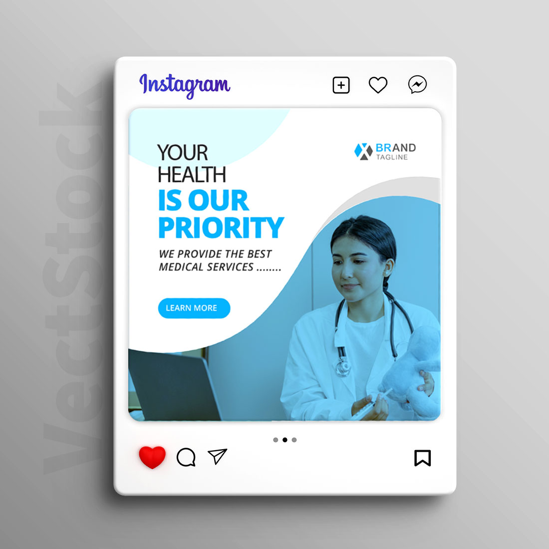 Medical social media Instagram post and banner template cover image.