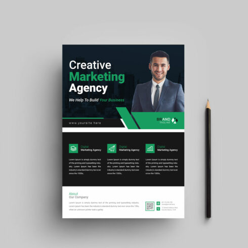Business marketing agency flyer design template cover image.