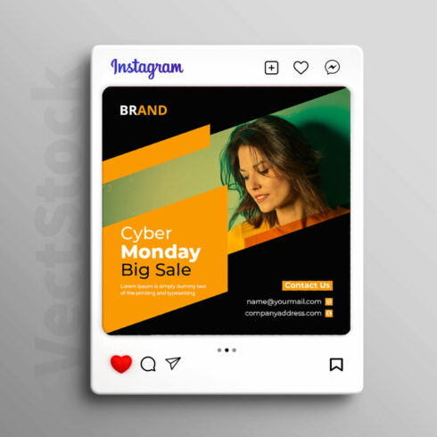 Cyber Monday sale social media Instagram post and banner template design cover image.