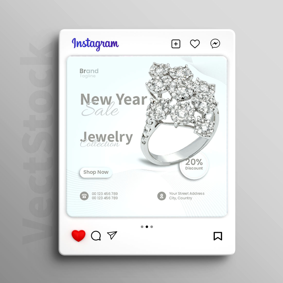 Jewelry social media post design preview image.
