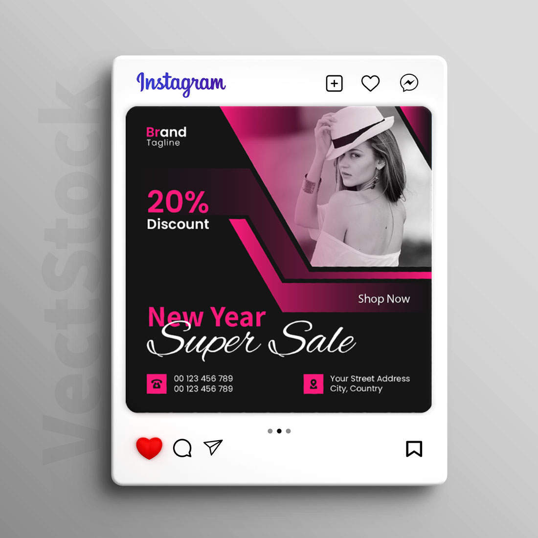 New year super sale social media instagram post template preview image.