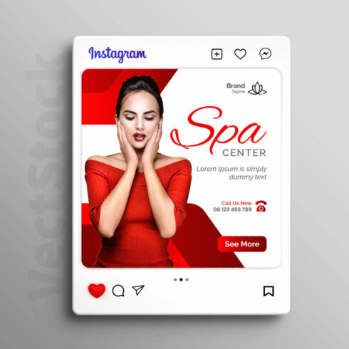 Beauty spa social media instagram post template cover image.