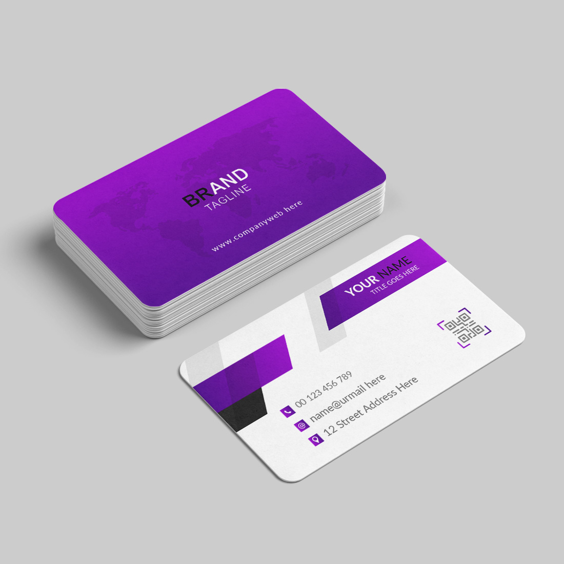 Modern and clean business card design template preview image.