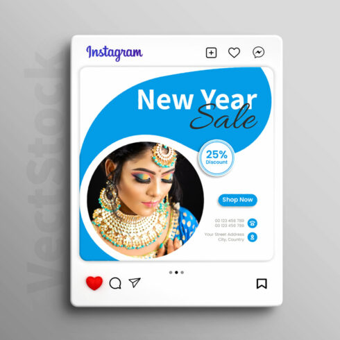 Jewelry blue social media and instagram post template cover image.