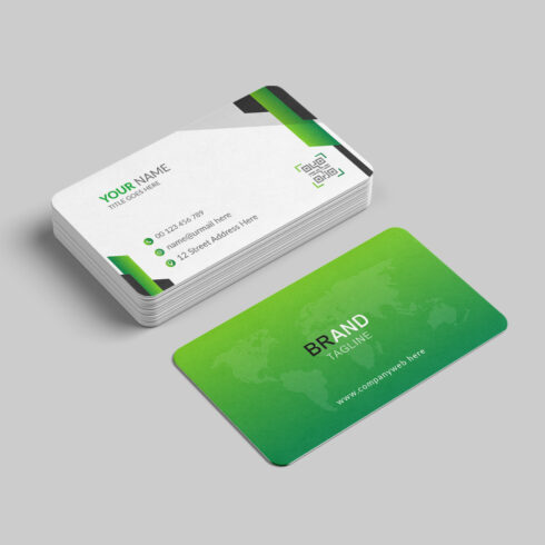 Modern and clean business card design template cover image.
