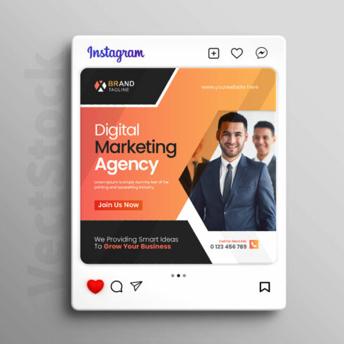 Business agency social media Instagram post and banner template cover image.