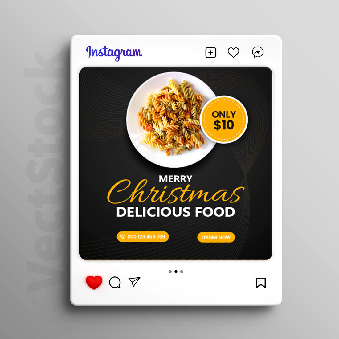 Christmas delicious food sale social media Instagram post template preview image.