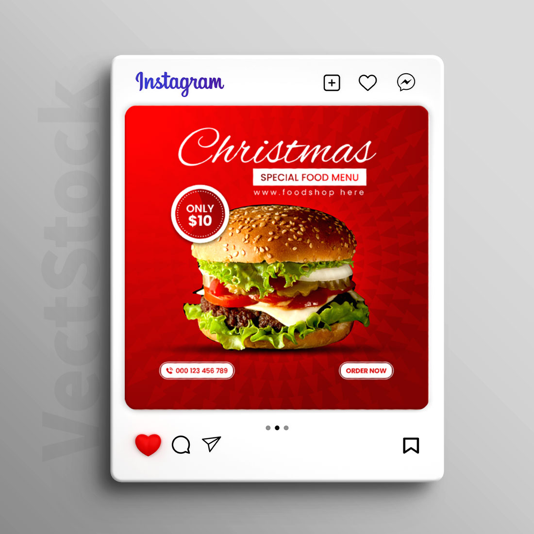 Christmas food sale social media instagram post template preview image.