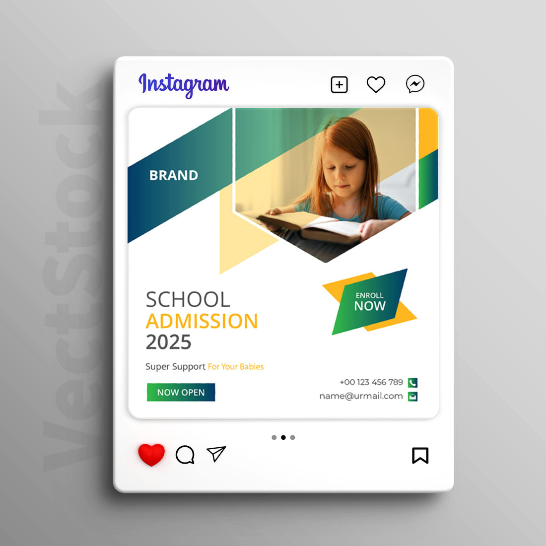 Admission social media Instagram post and banner template design cover image.