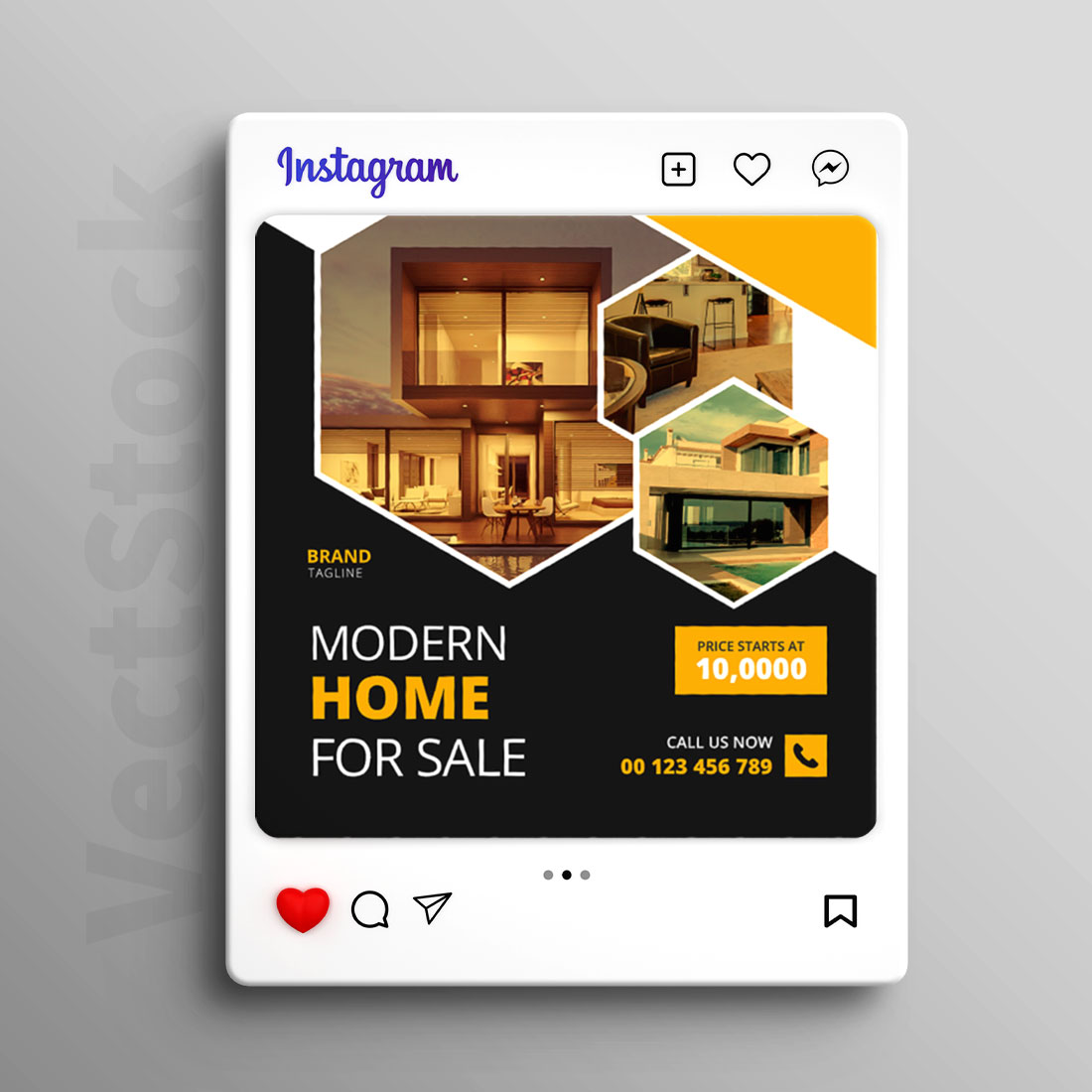 Real estate house social media post or square banner template preview image.
