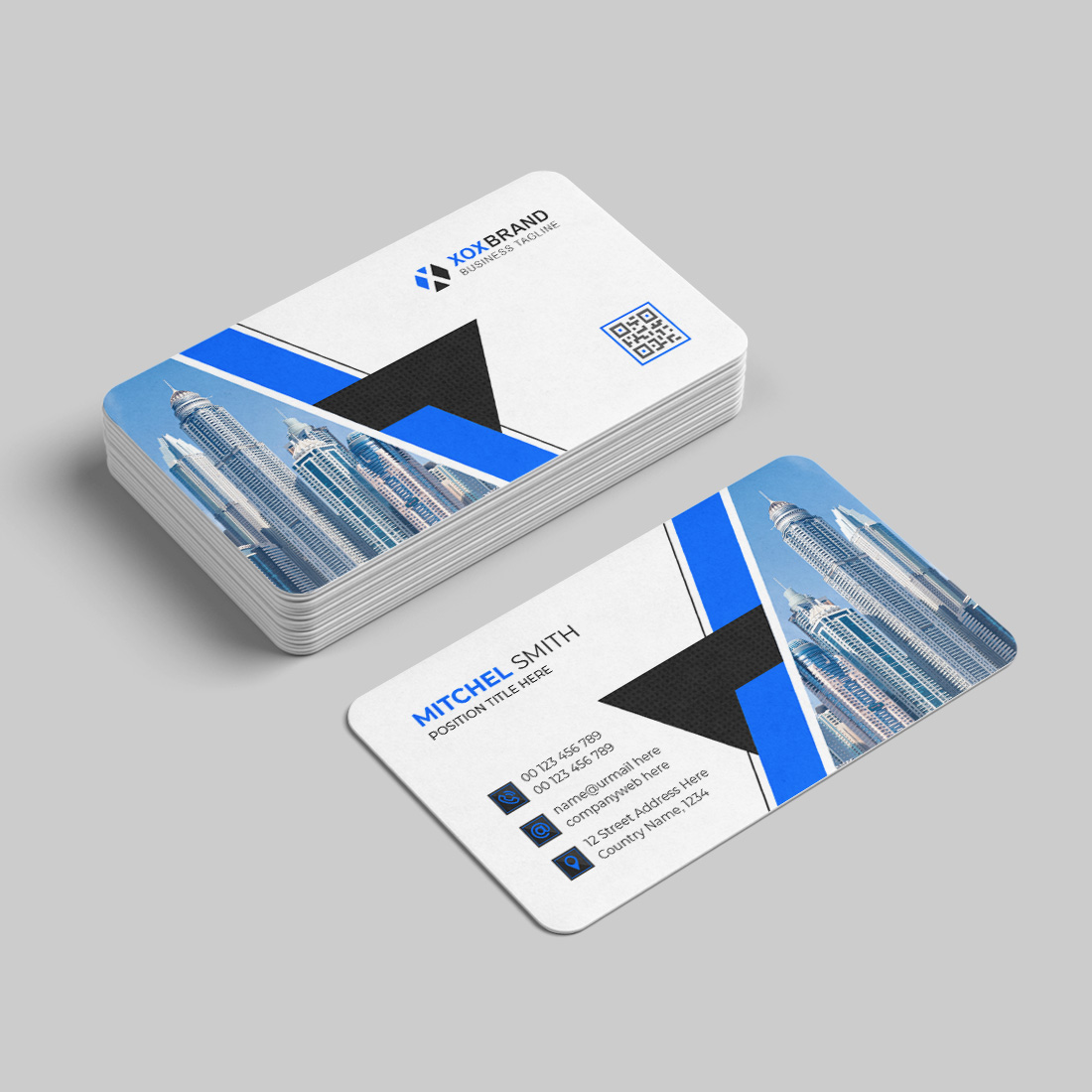 Clean and minimal business card design preview image.