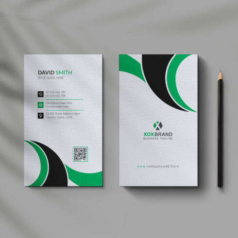 Vertical business card design template cover image.