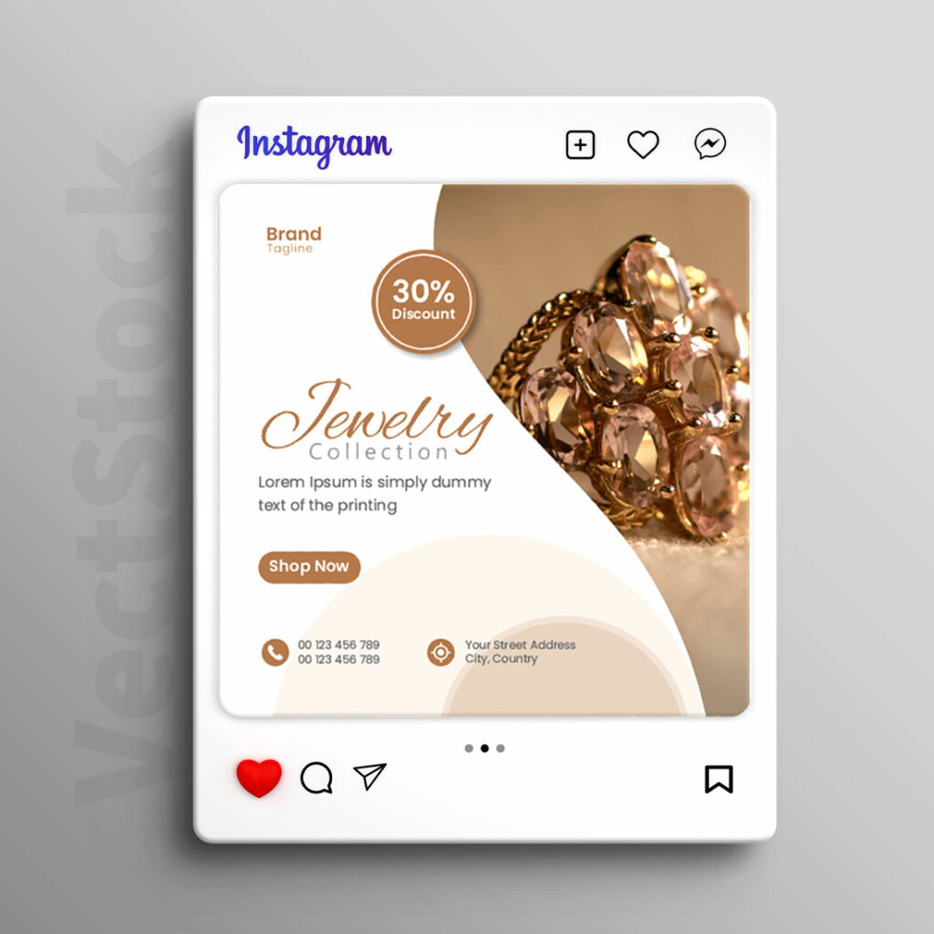 Jewelry sale social media Instagram post template - MasterBundles
