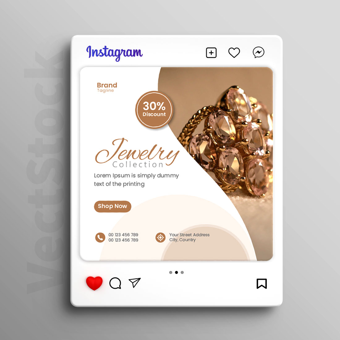 Jewelry sale social media Instagram post template preview image.