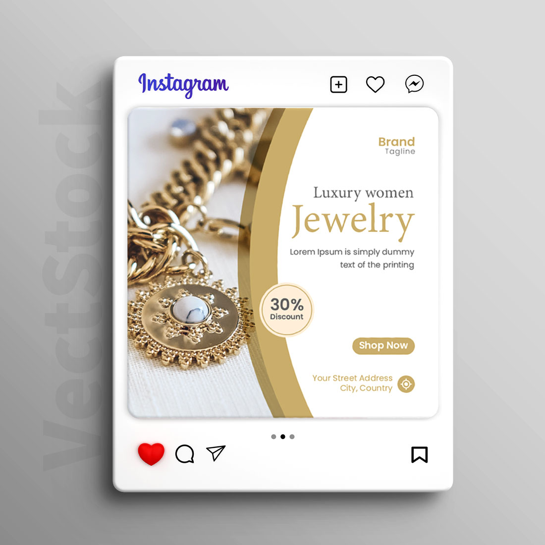 Fashion model and jewelry sale for social media instagram post web banner preview image.