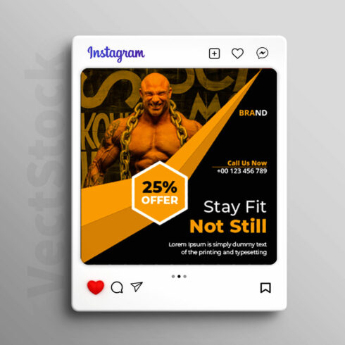 Fitness social media and instagram post template cover image.