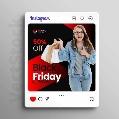 Black Friday sale social media post template cover image.