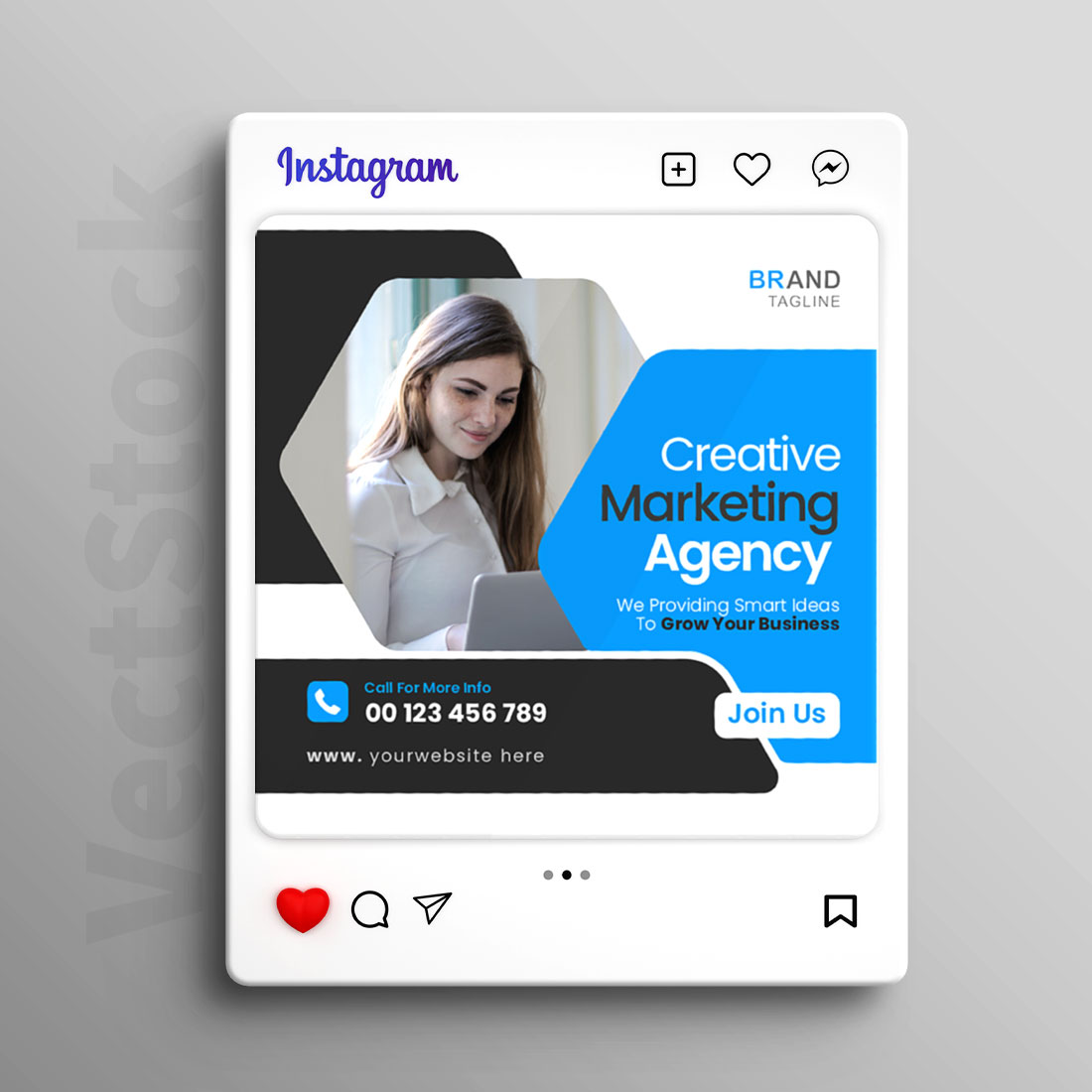 Business social media instagram post template preview image.