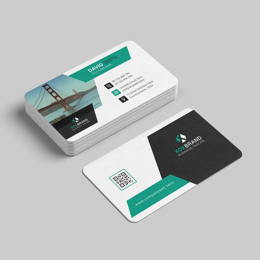 Creative and modern business card design template preview image.