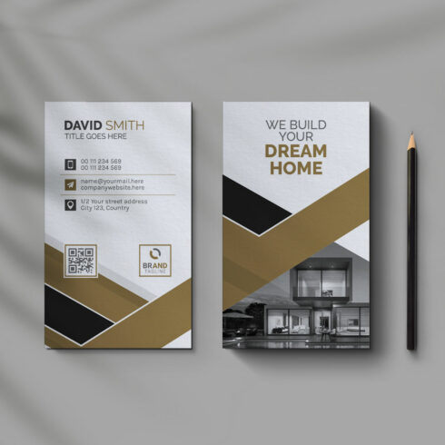 Real estate vertical business card design template cover image.