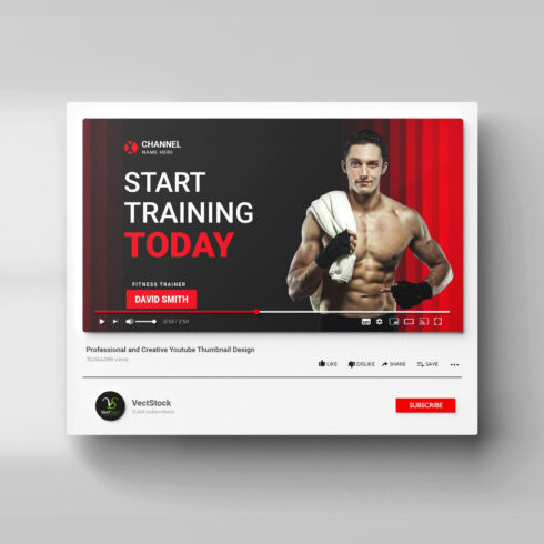 Gym fitness Youtube thumbnail banner design template cover image.