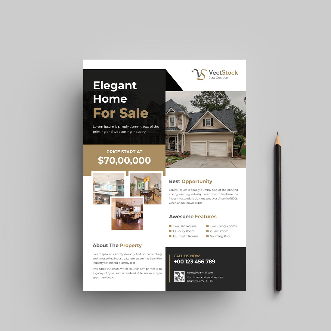 Minimal real estate flyer design template cover image.