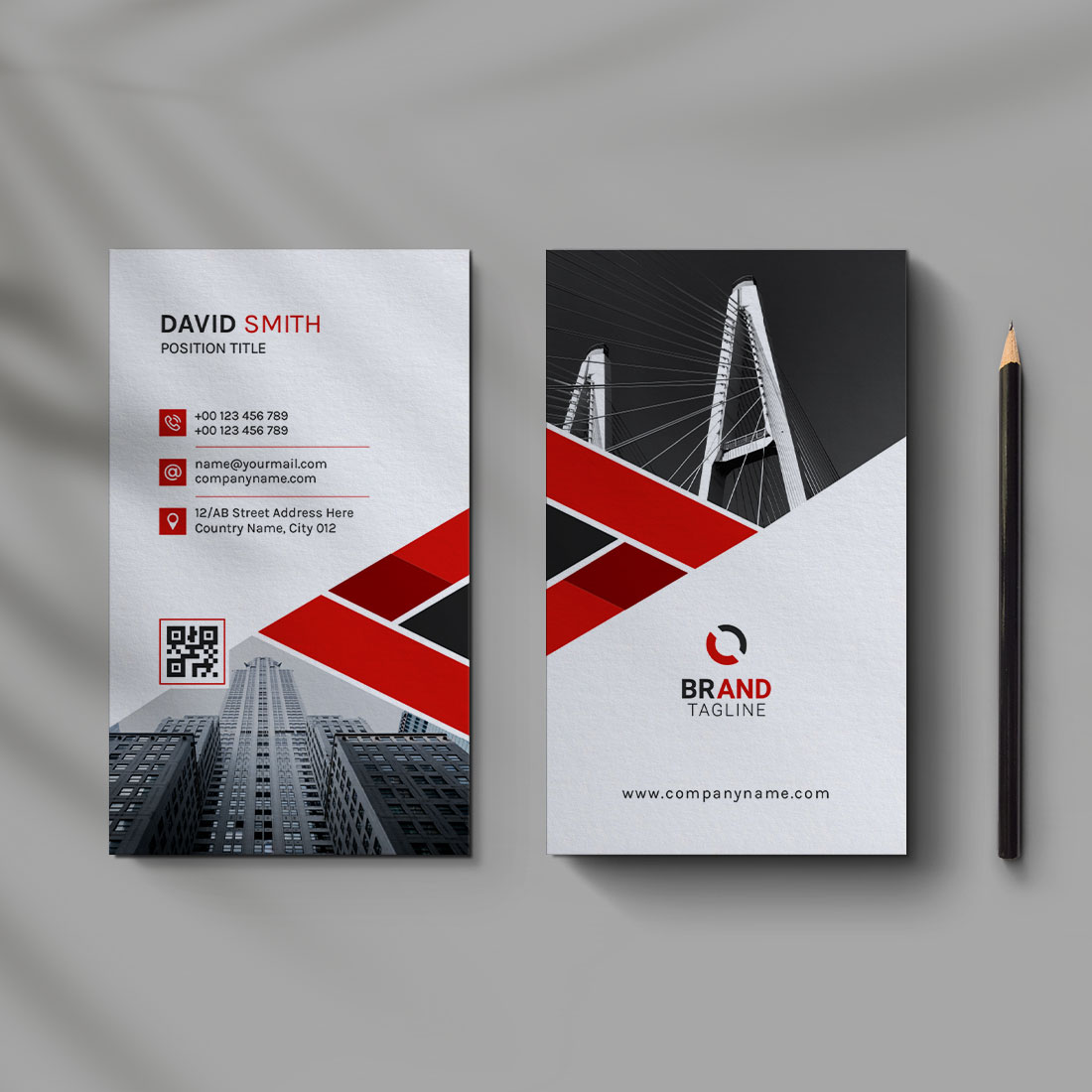 Creative and modern vertical business card design template cover image.