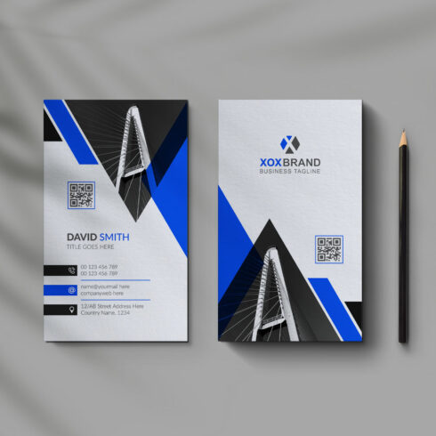 Professional vertical business card design template cover image.