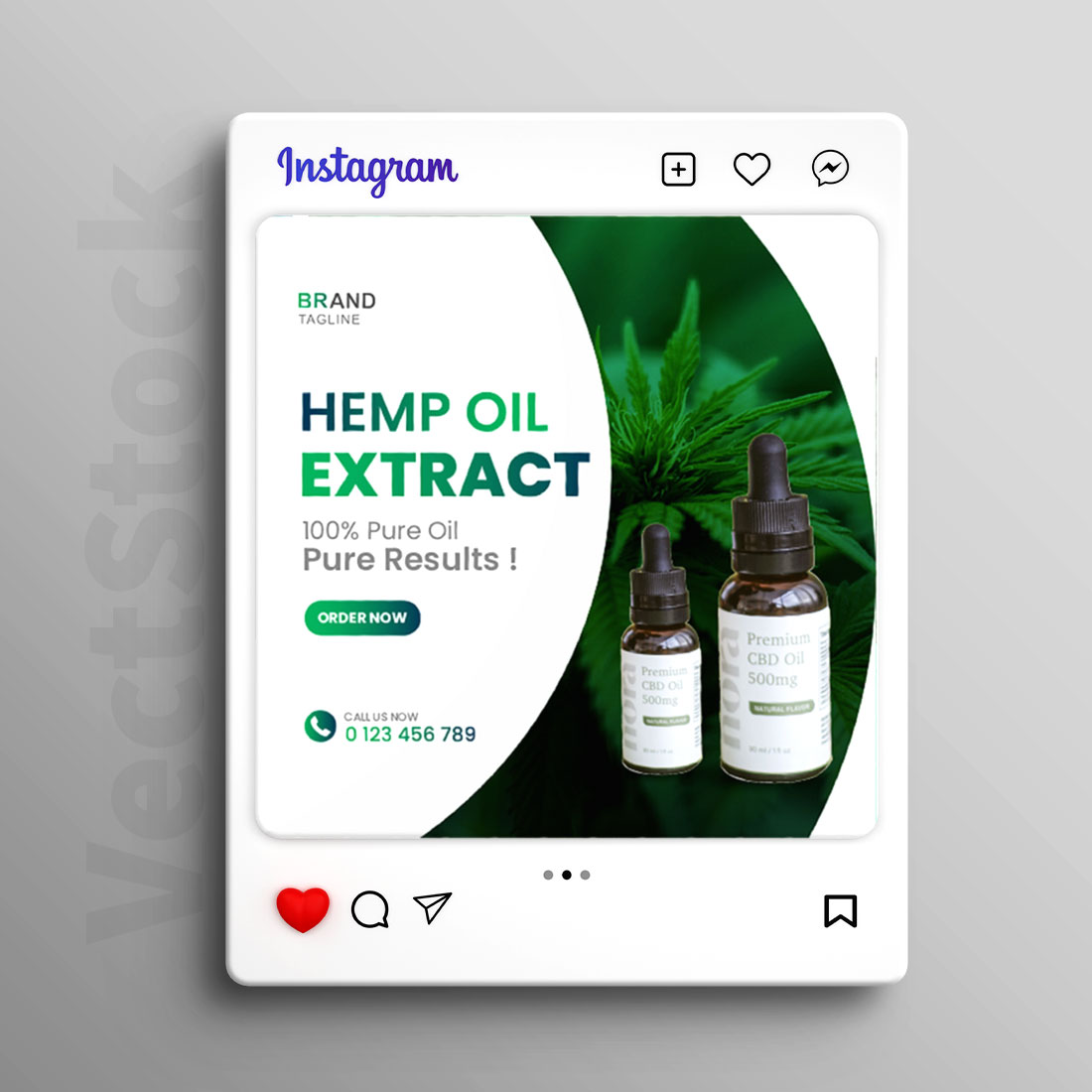 Hemp products banner template preview image.