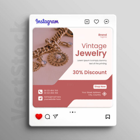 Jewelry social media and instagram post template cover image.