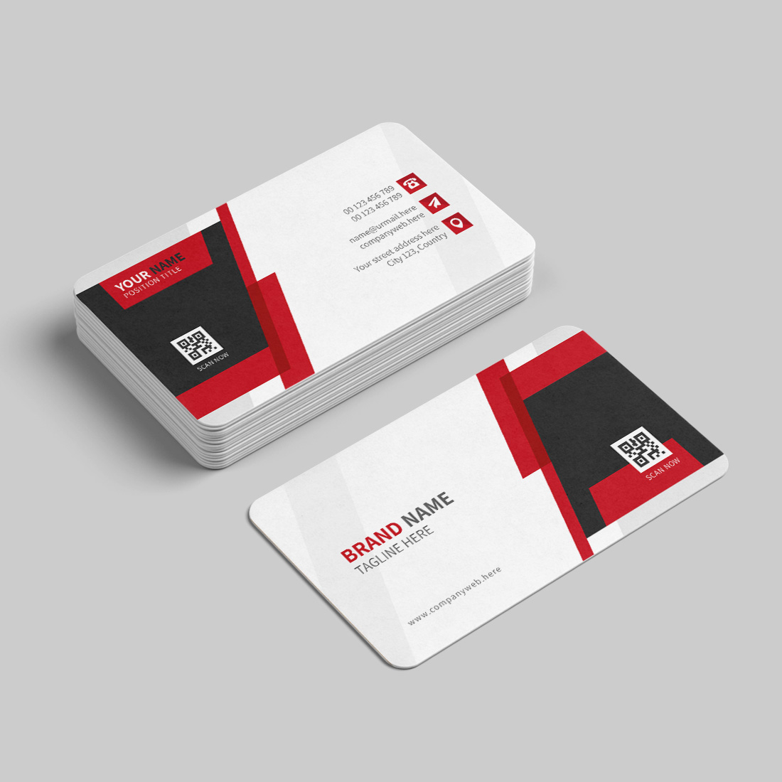 Modern and clean name card design template preview image.