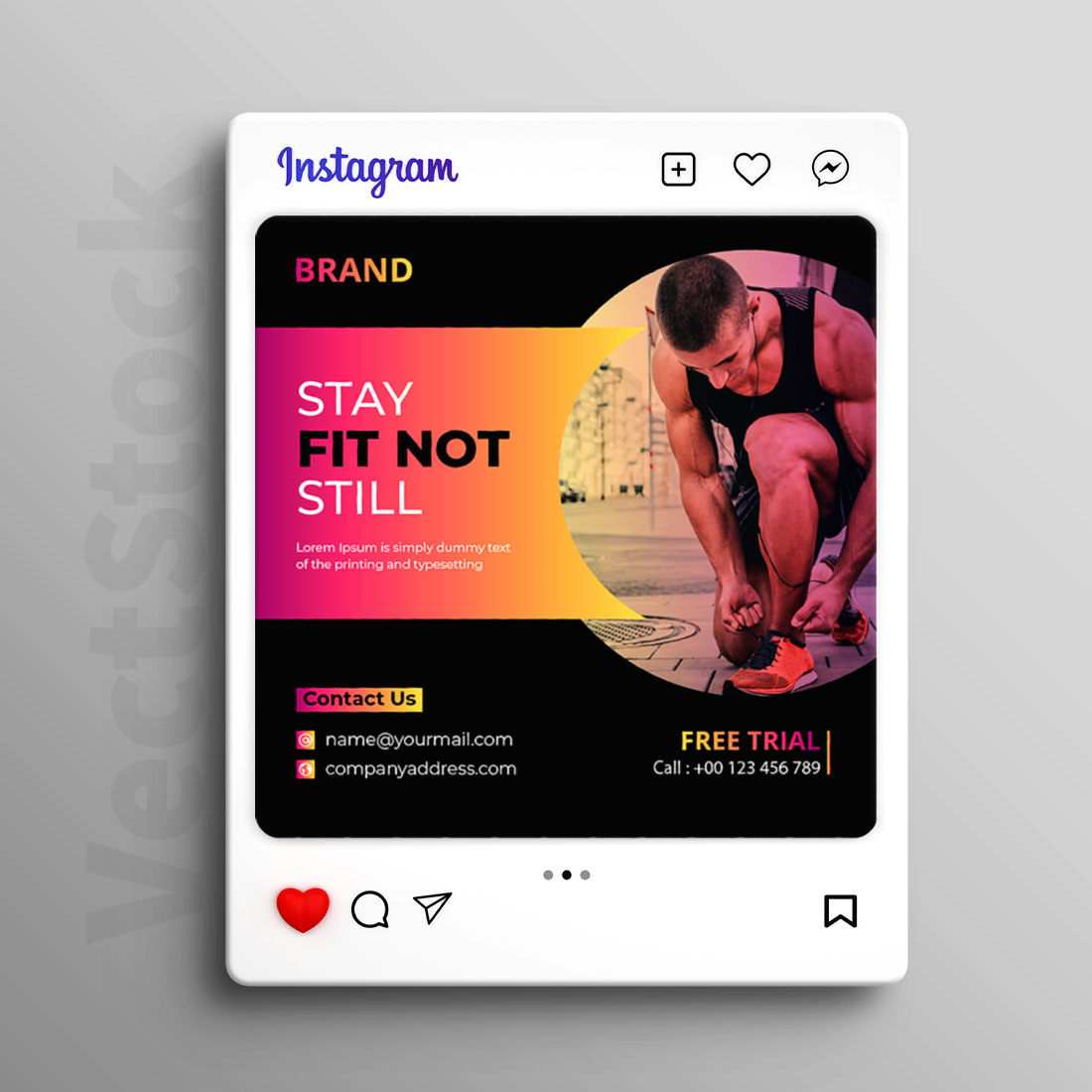 Gym social media Instagram post and banner template design cover image.