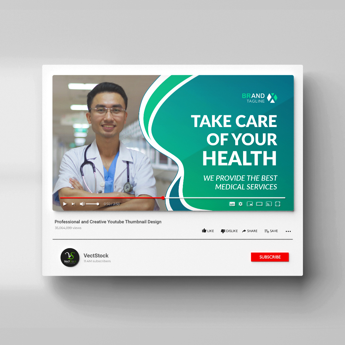 Medical Youtube thumbnail and social media banner design template cover image.