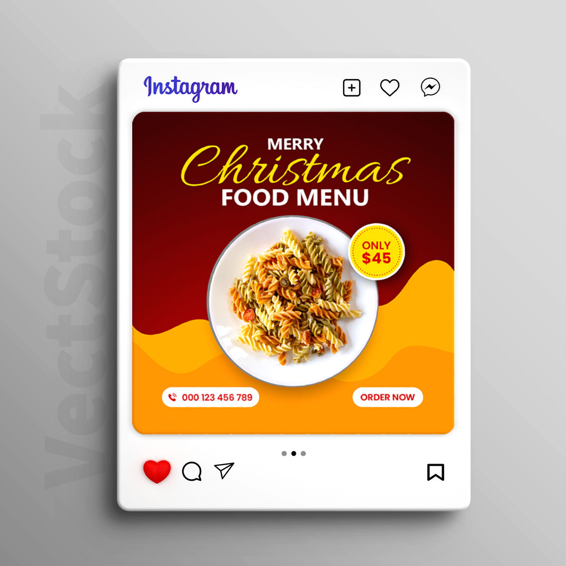 Restaurant food menu social media instagram post template preview image.