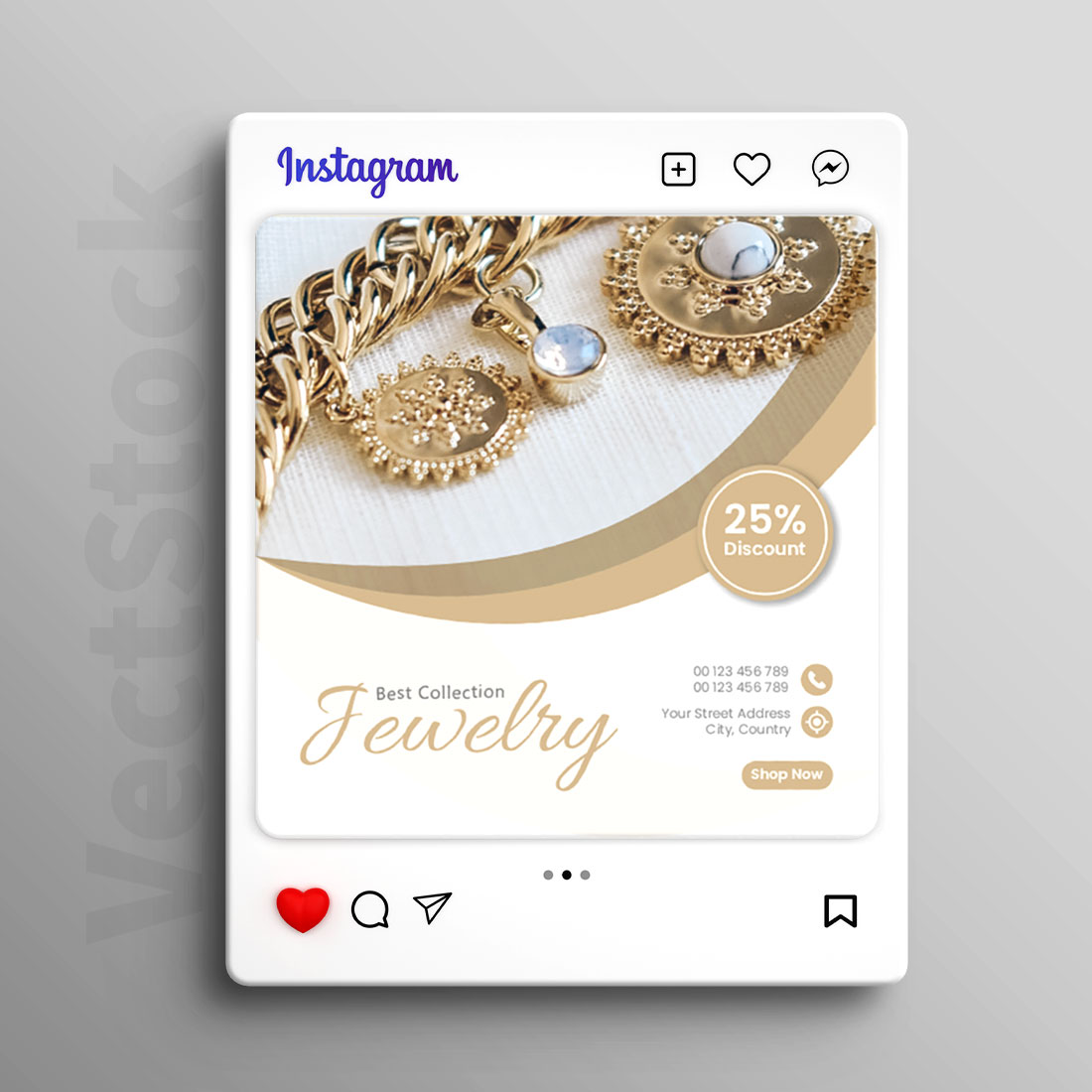 Jewelry social media instagram post banner or square flyer design preview image.