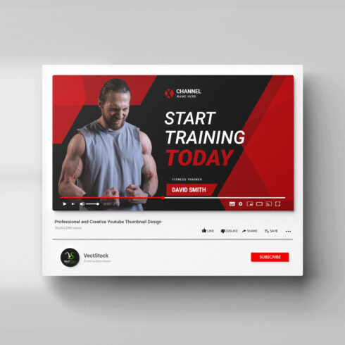 Gym Youtube thumbnail design template cover image.