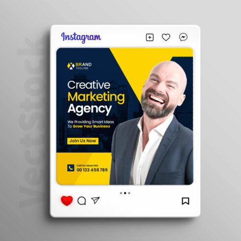 Digital marketing agency and corporate social media post or square web banner template cover image.