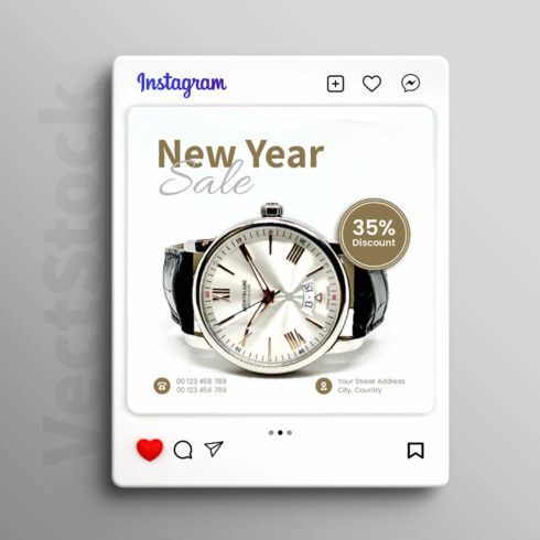 New year offer product social media instagram post template cover image.