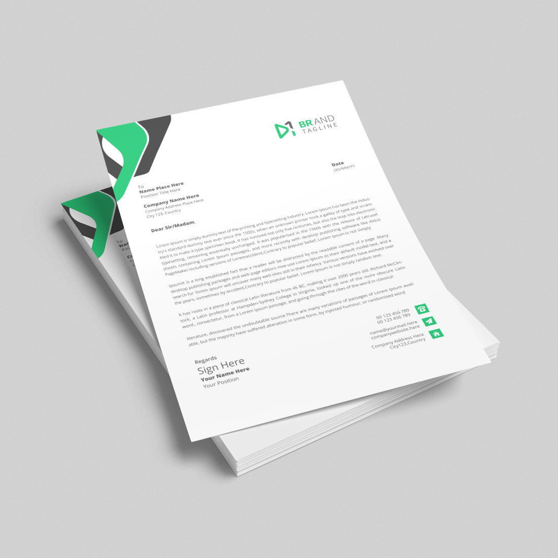 Business company letterhead design template preview image.