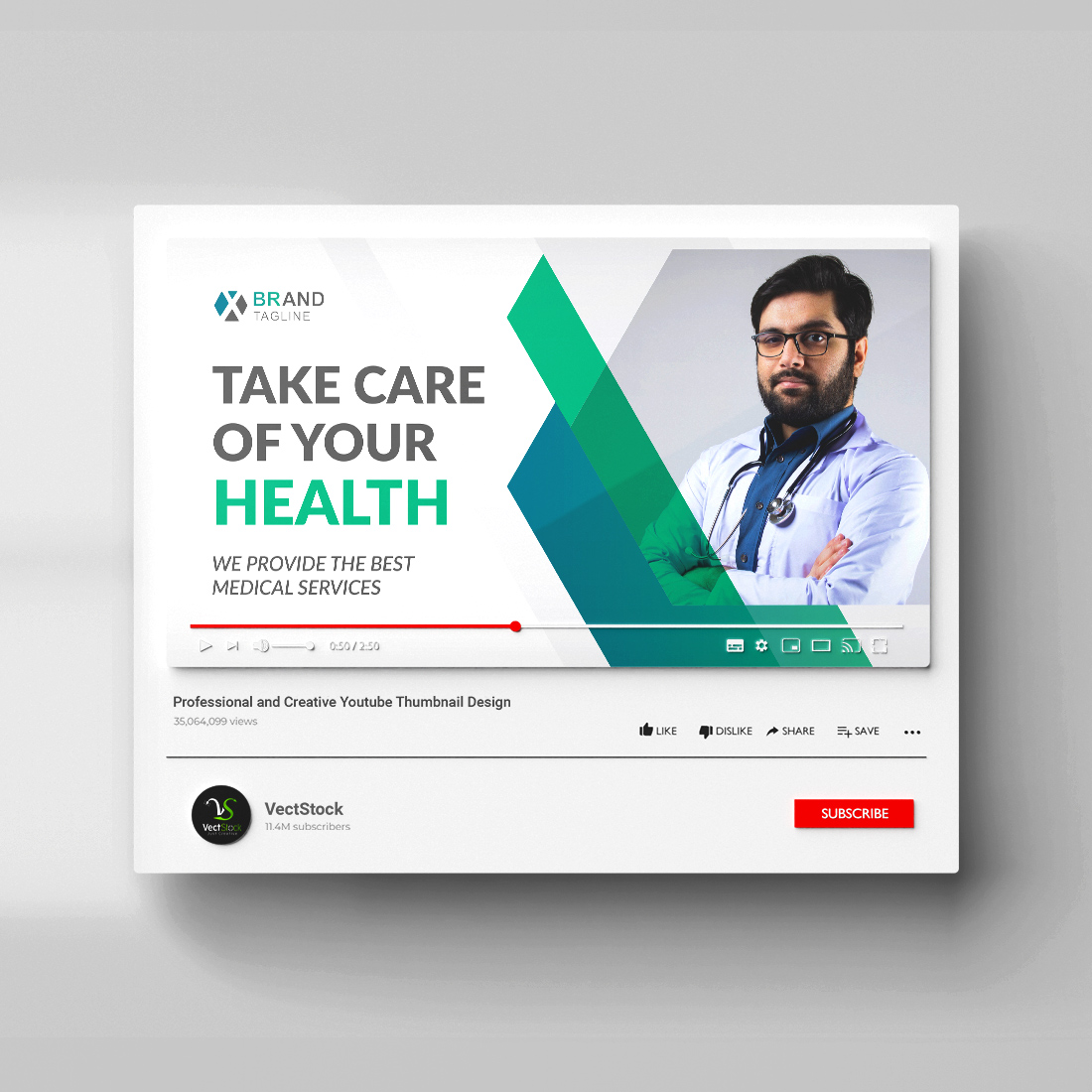 Medical Youtube thumbnail and social media banner design template cover image.