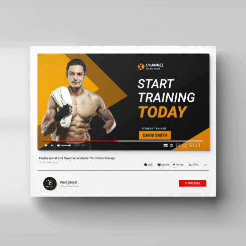 Fitness Youtube thumbnail banner design template cover image.