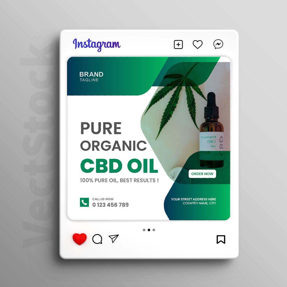 Hemp oil extract social media instagram post and banner template preview image.